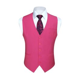 Men's Hot Pink Satin Suit Vest Formal Wear