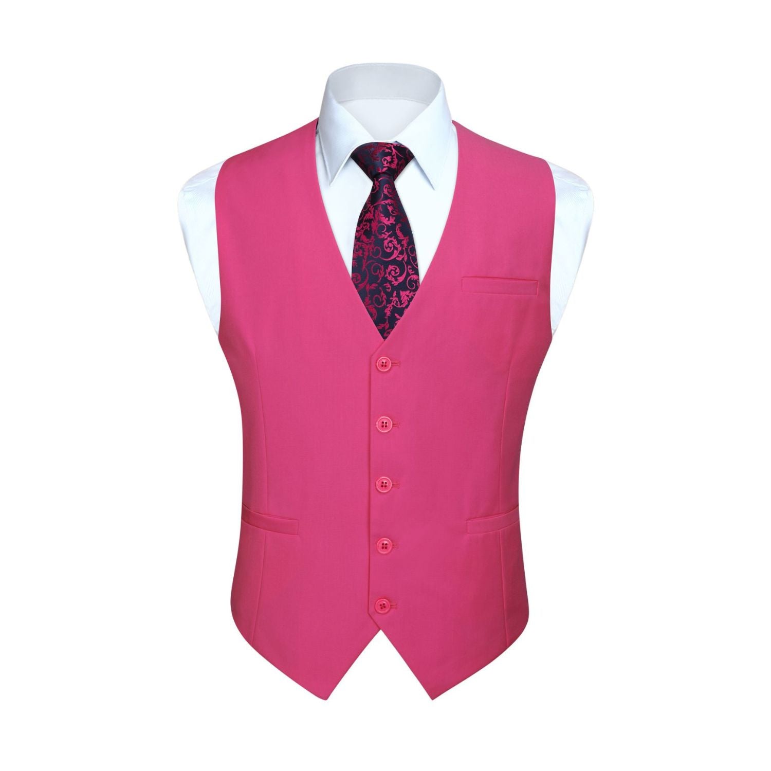 Men's Hot Pink Satin Suit Vest Formal Wear