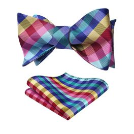 Yellow Blue Red Plaid Bow Tie Set For Special Occasions