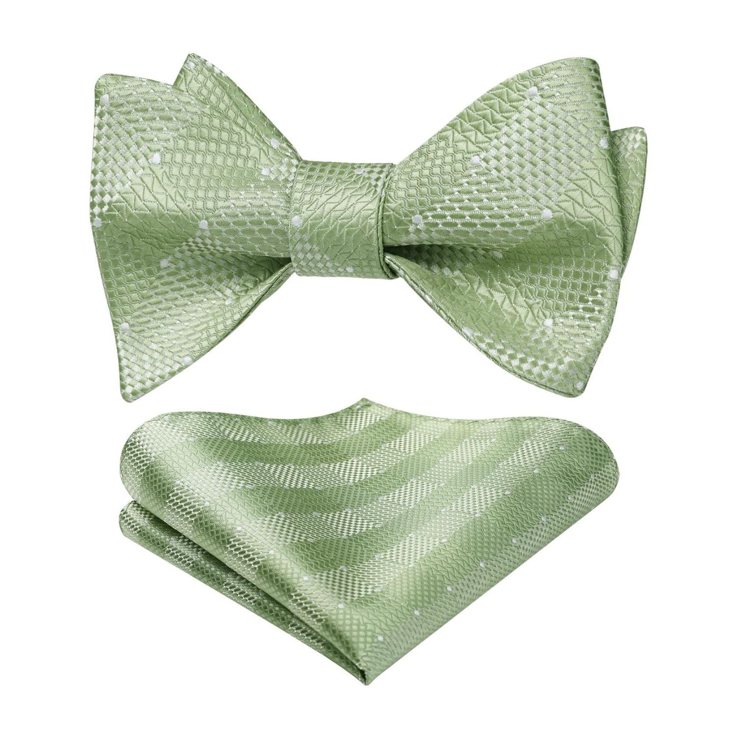 Sage Green Plaid Bow Tie Accessories Set For Evening Wear