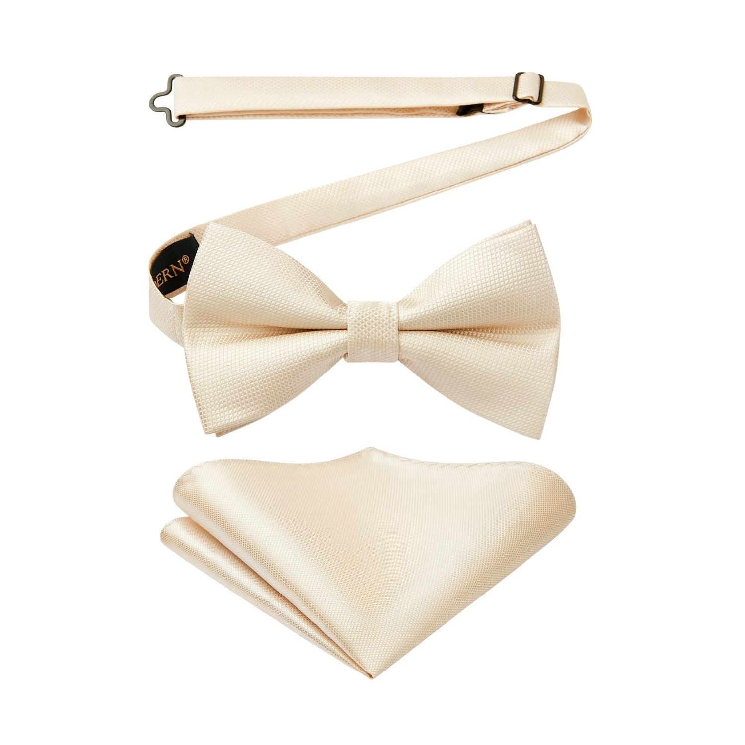 Khaki Houndstooth Pre-Tied Bow Tie Set For Formal Wear