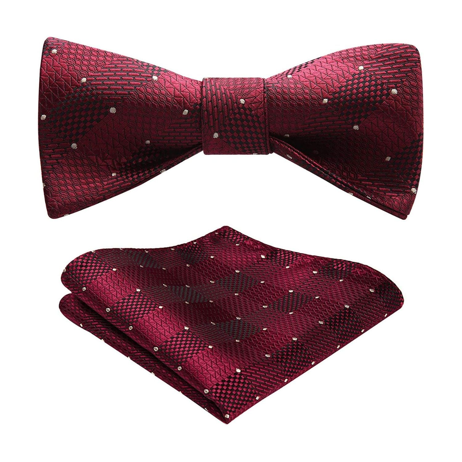 Burgundy Plaid Bow Tie Set For Special Occasions