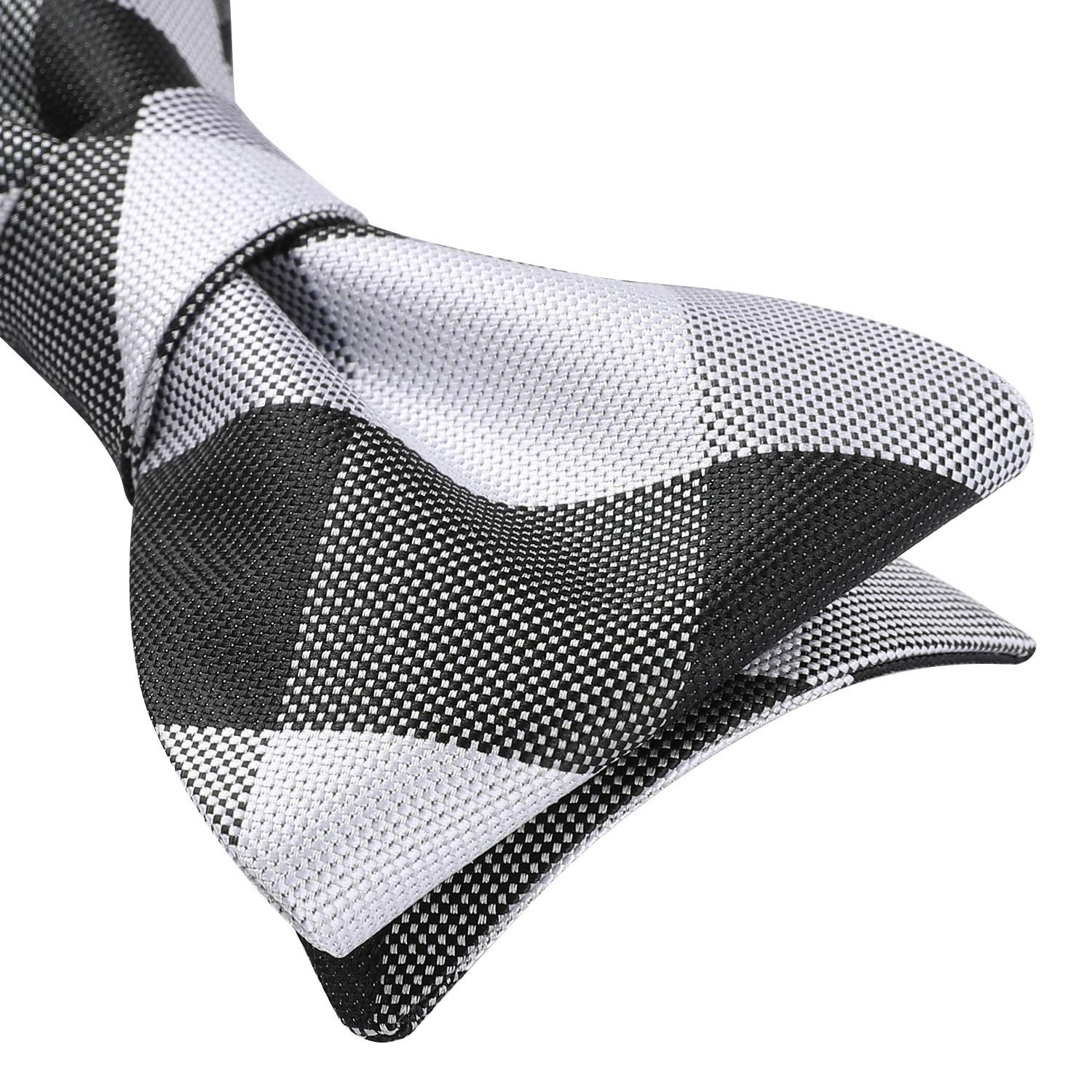Black White Plaid Bow Tie Set For Special Occasions - Image 3