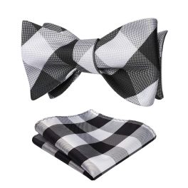 Black White Plaid Bow Tie Set For Special Occasions