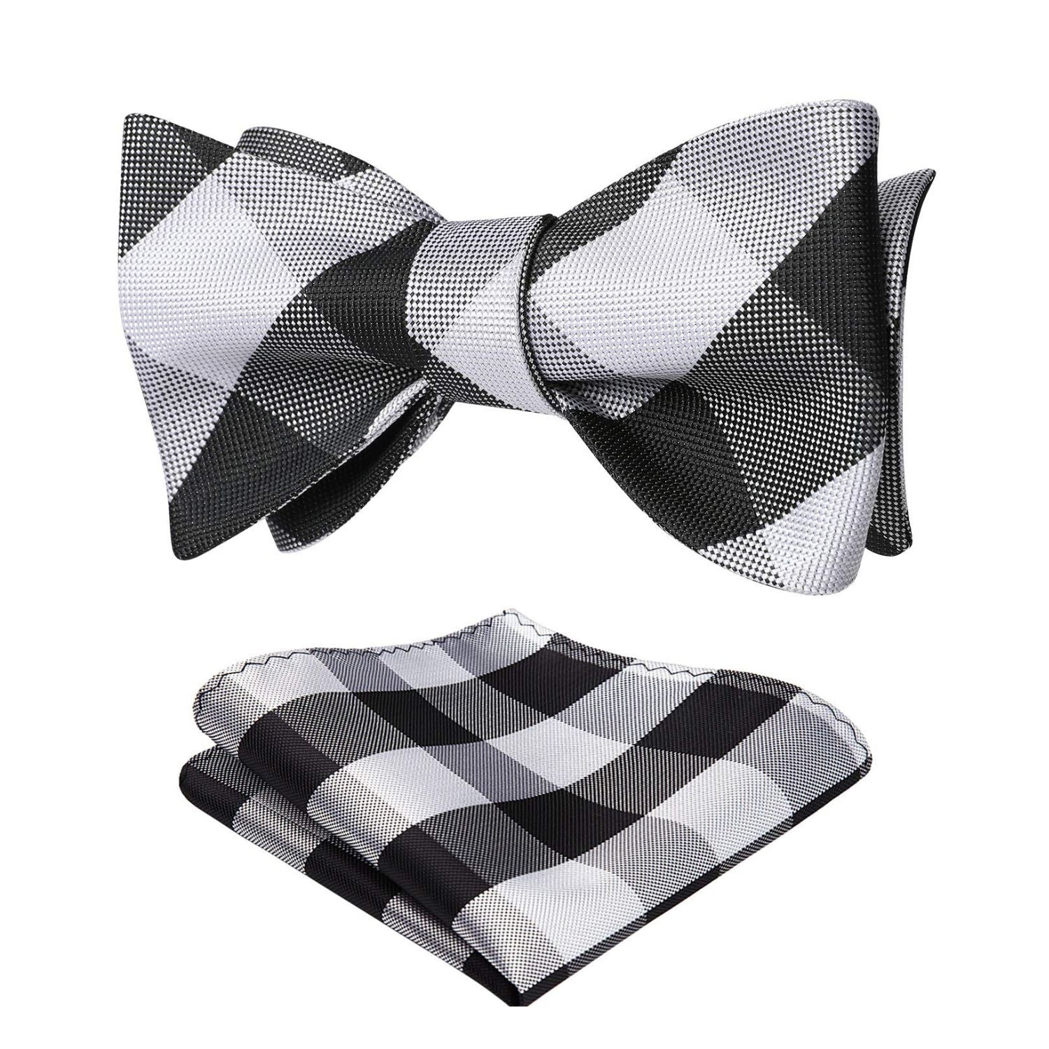 Black White Plaid Bow Tie Set For Special Occasions