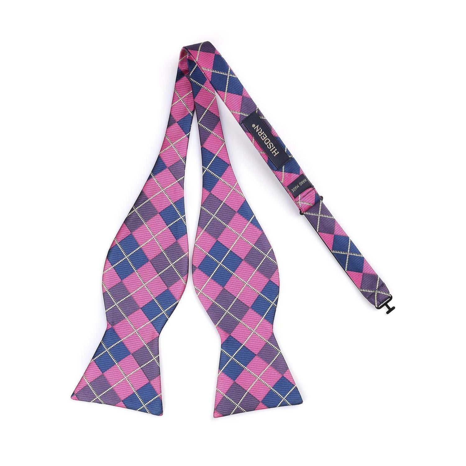 Navy Blue Pink Plaid Bow Tie Set For Special Occasions - Image 2