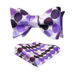 Polka Dots Purple Bow Tie Set For Party Wedding