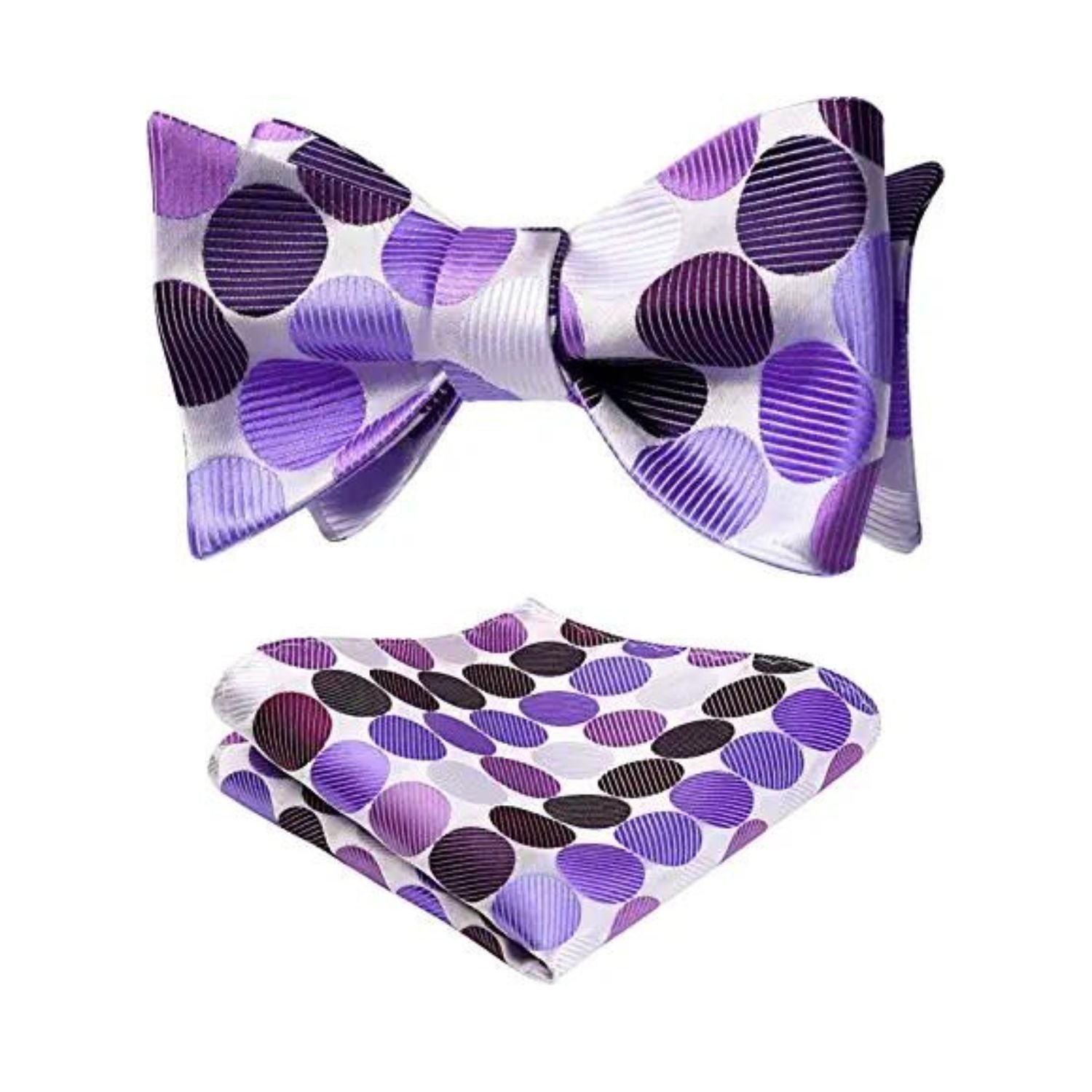 Polka Dots Purple Bow Tie Set For Party Wedding