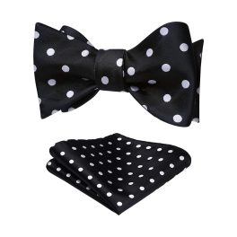 Polka Dots Black White Bow Tie Set For Party Wedding