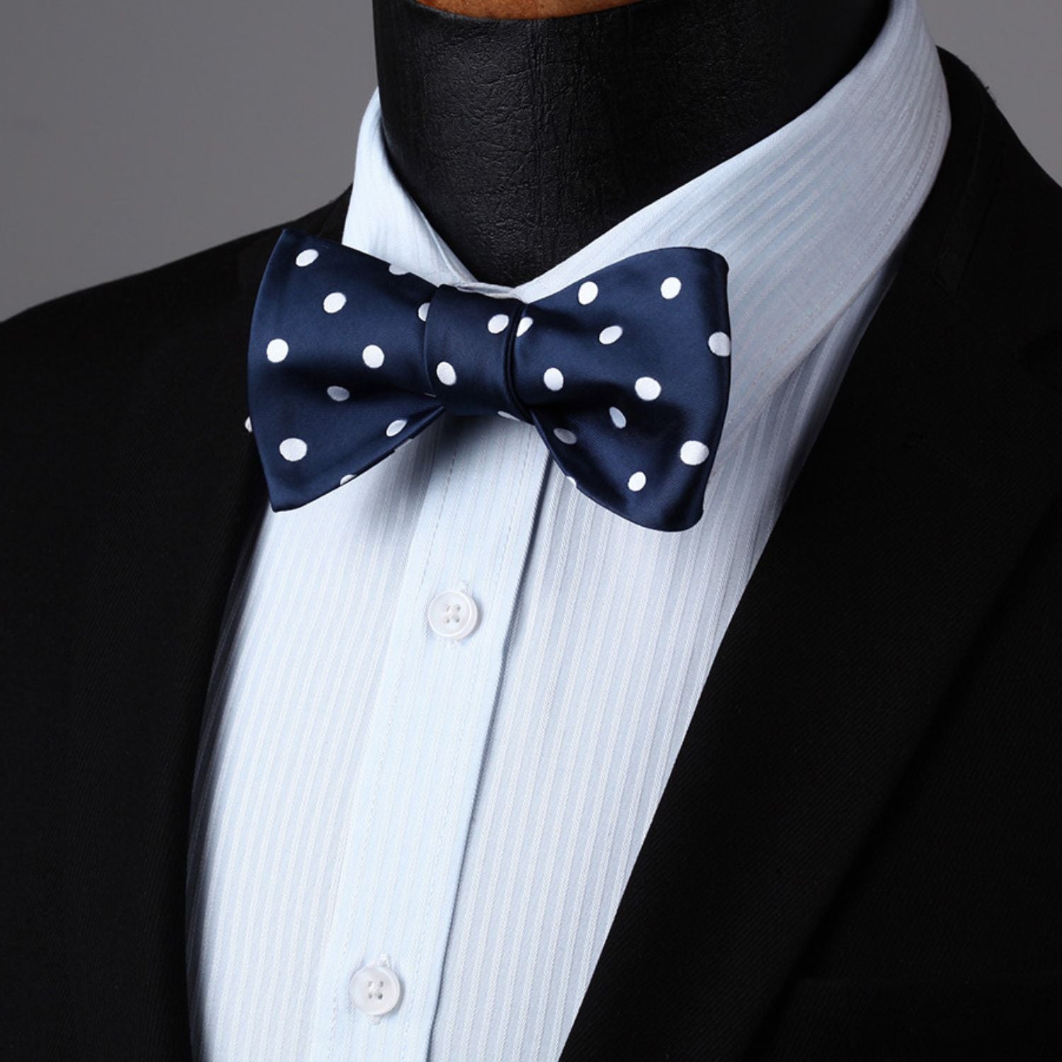 Polka Dots Blue White Bow Tie Set For Party Wedding - Image 2