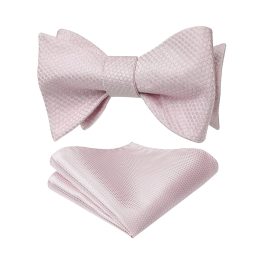 Houndstooth Bow Tie Pocket Square Light Pink Formal Attire