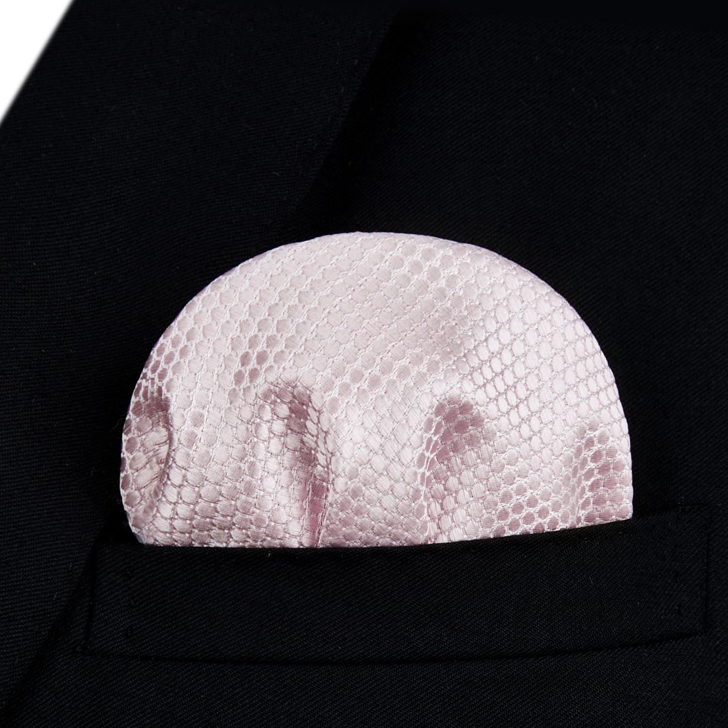 Houndstooth Bow Tie Pocket Square Light Pink Formal Attire - Image 3