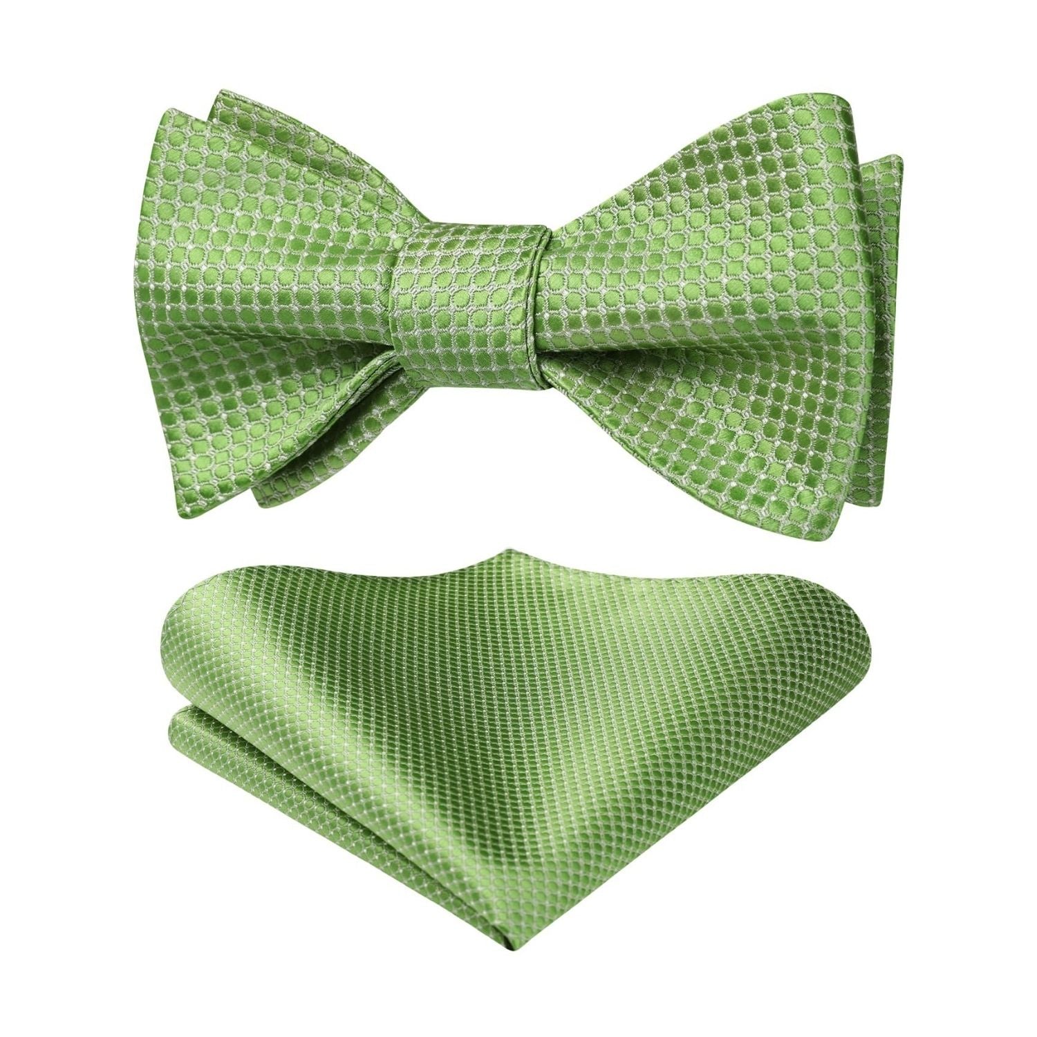 Houndstooth Bow Tie Pocket Square Green Formal Attire