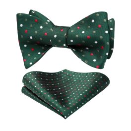 Polka Dots Green Red Bow Tie Set For Party Wedding