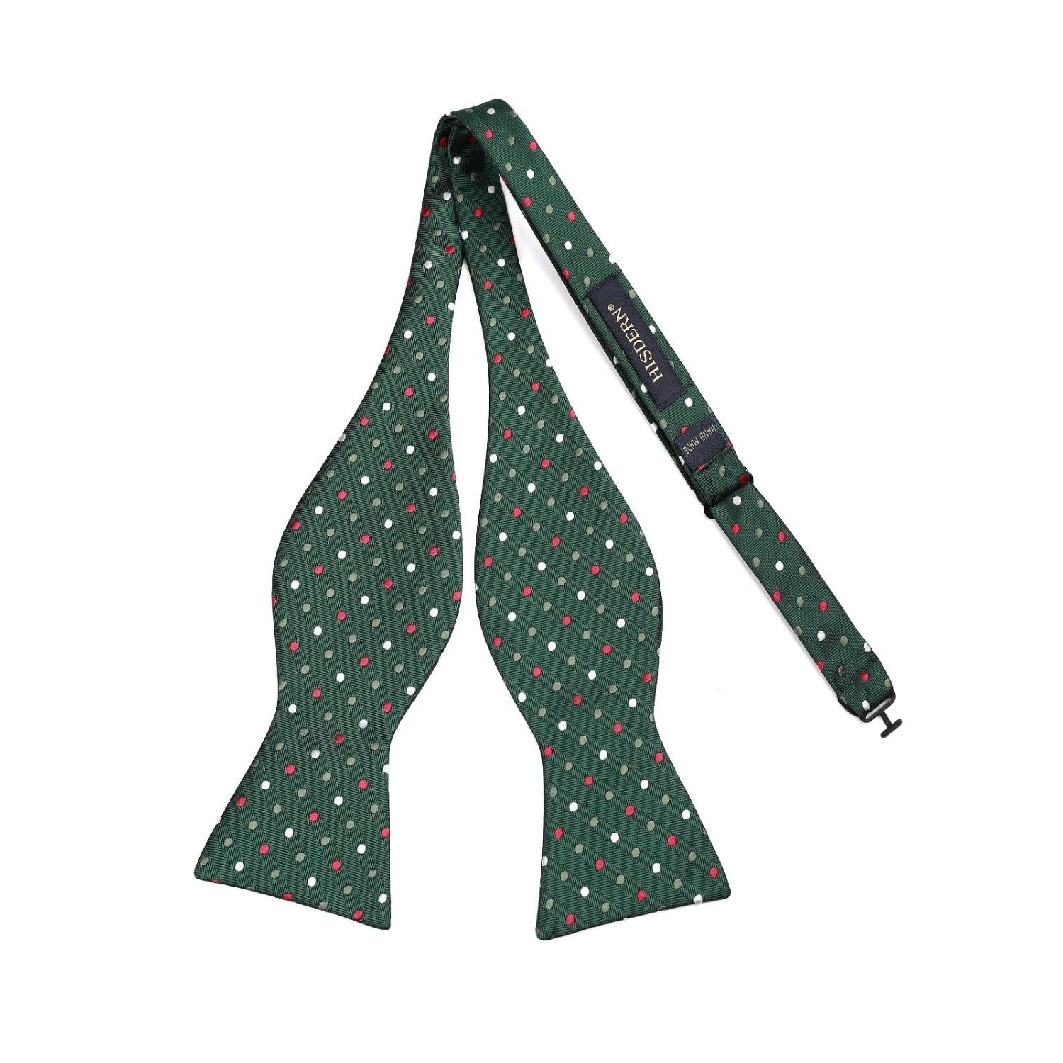 Polka Dots Green Red Bow Tie Set For Party Wedding - Image 2