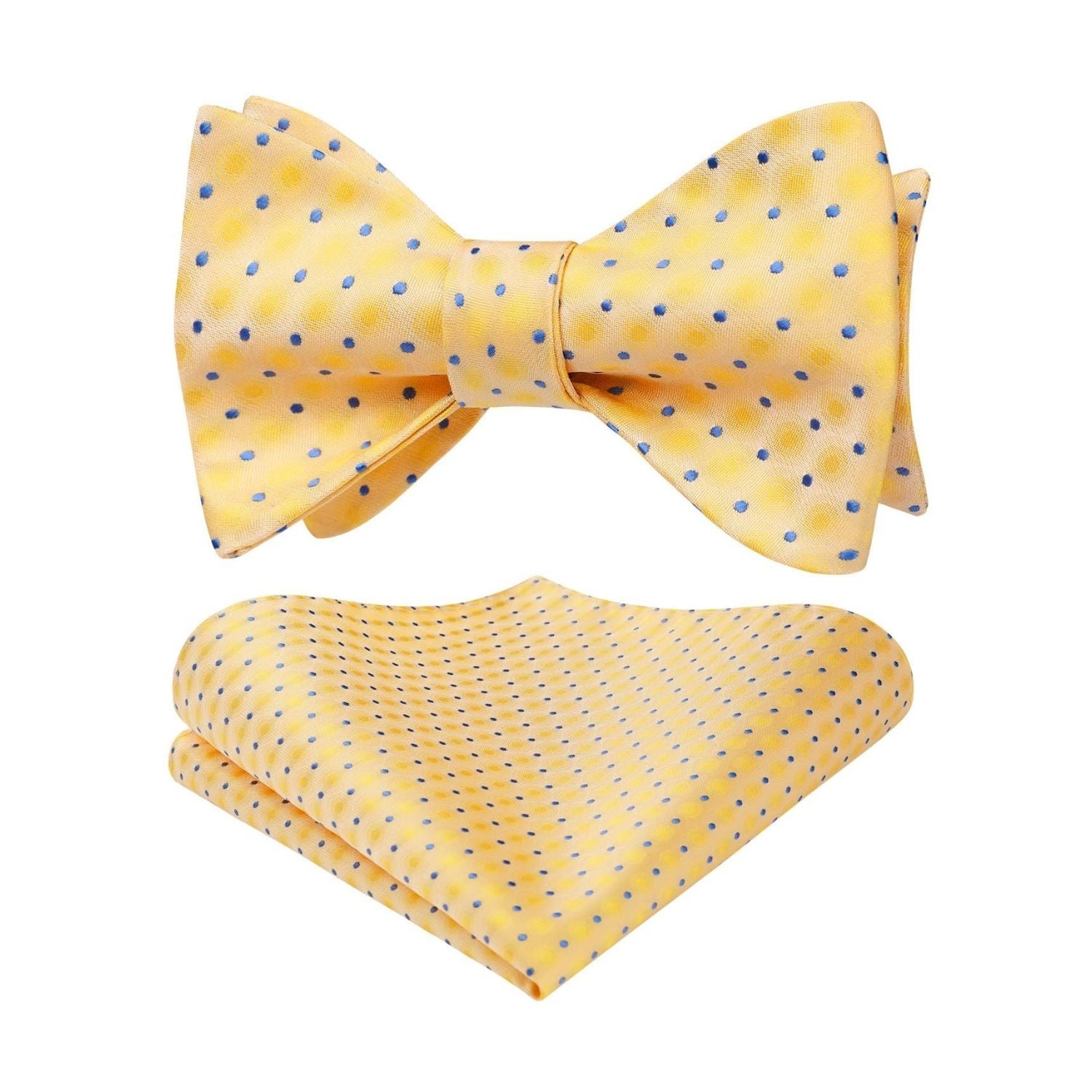 Polka Dots Yellow Purple Bow Tie Set For Party Wedding