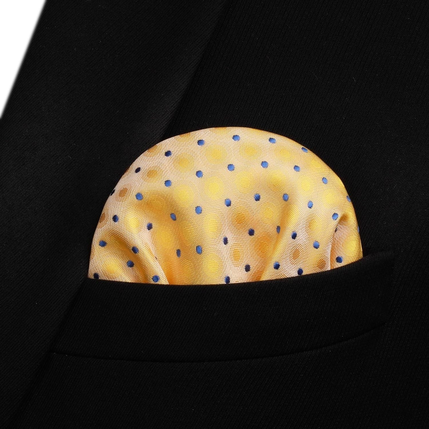 Polka Dots Yellow Purple Bow Tie Set For Party Wedding - Image 3