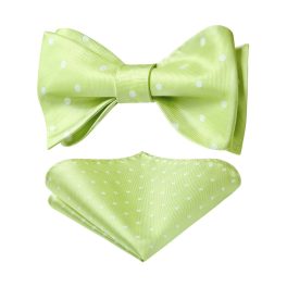 Polka Dots Green White Bow Tie Set For Party Wedding