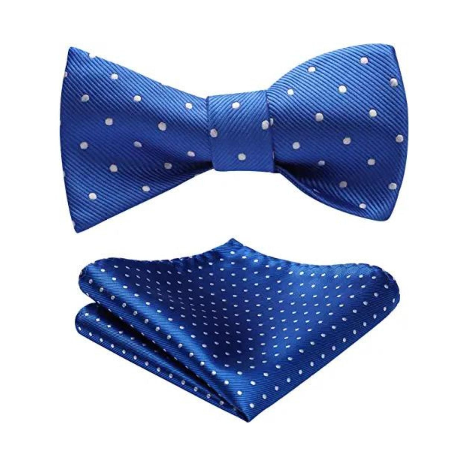 Polka Dots Blue Silver Bow Tie Set For Party Wedding