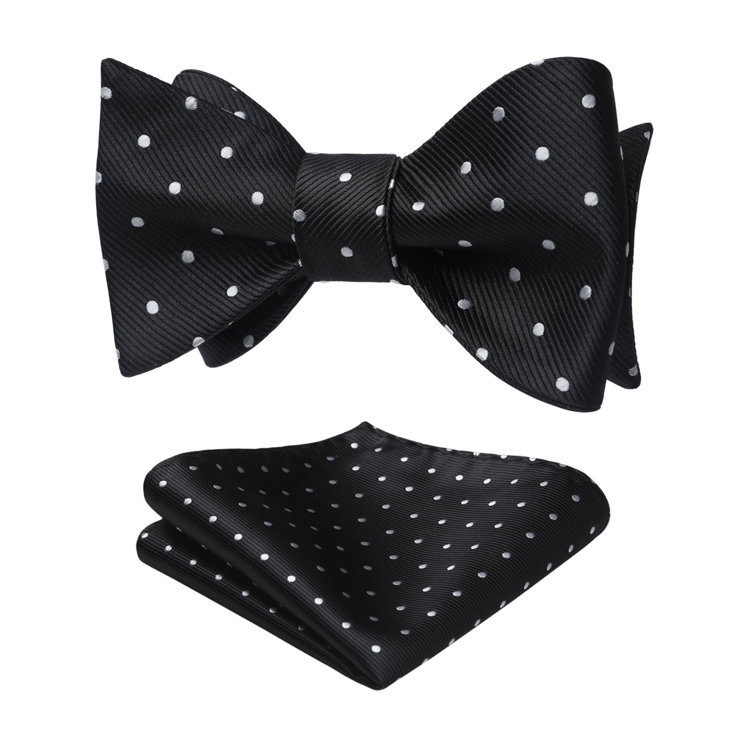 Polka Dots Black Silver Bow Tie Set For Party Wedding