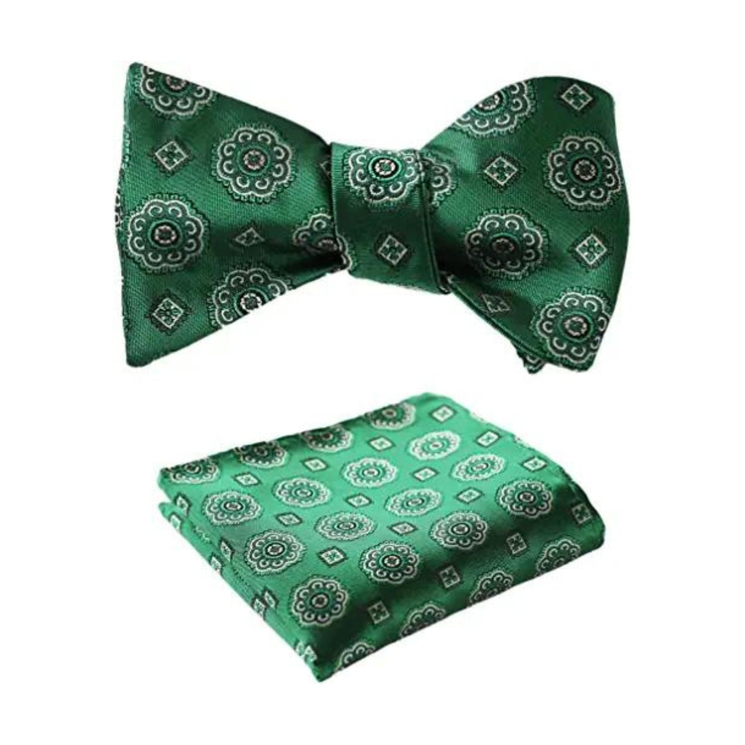 Green Floral Bow Tie Set Groomsmen Wedding