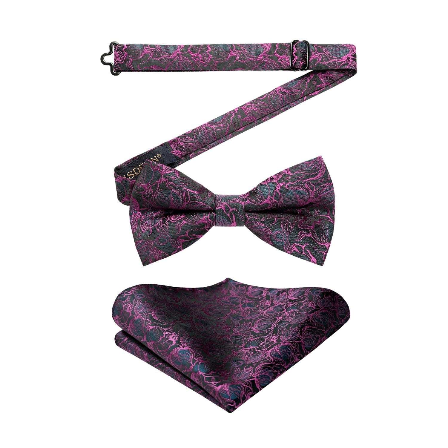 Purple Floral Pre-Tied Bow Tie For Evening Wear