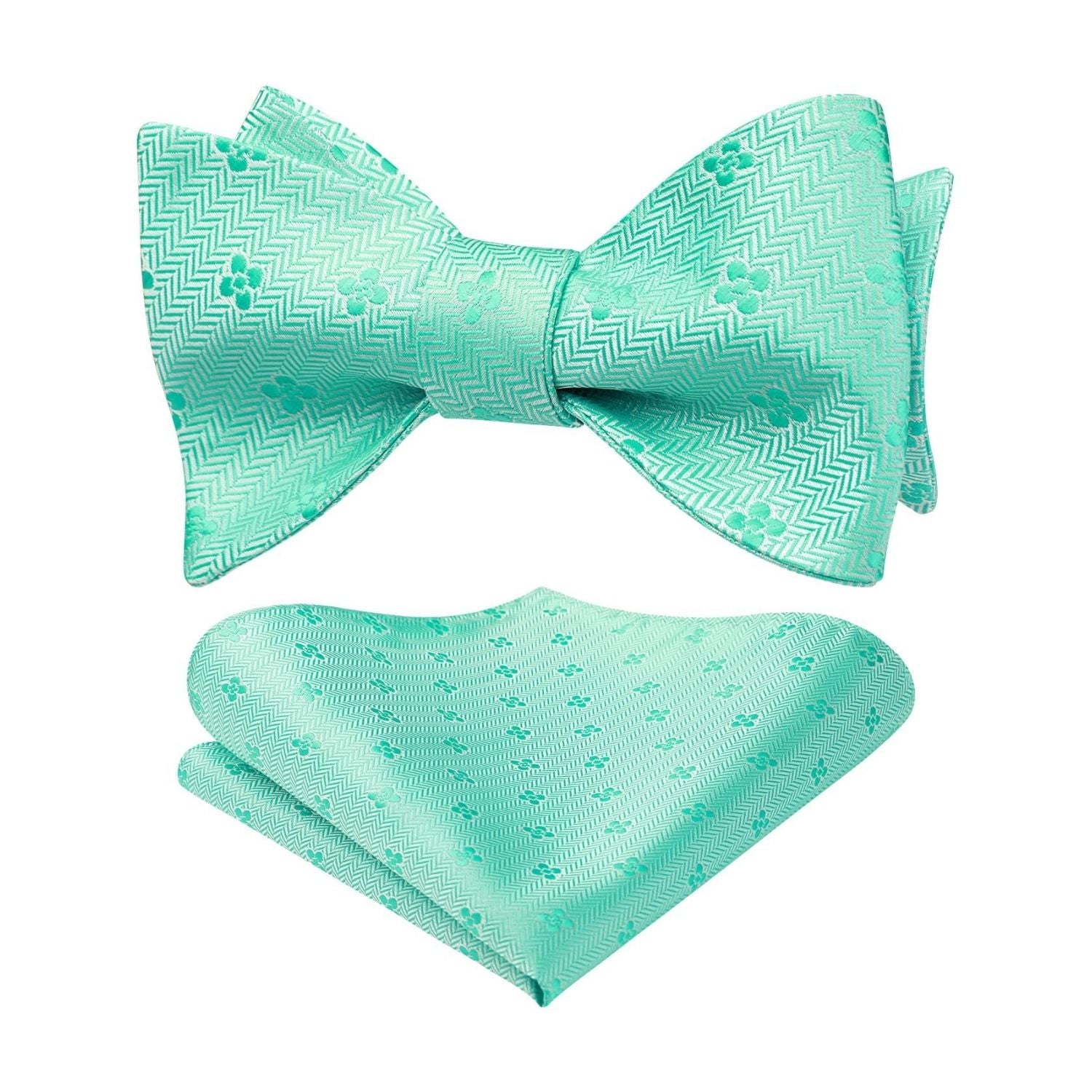 Light Green Floral Bow Tie Accessories Set For Evening Wear