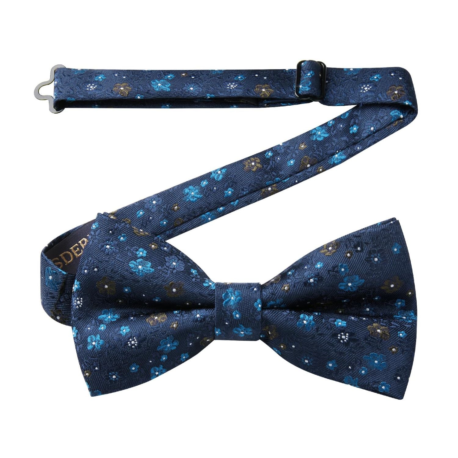 Vintage Blue Floral Pre-Tied Bow Tie For Prom