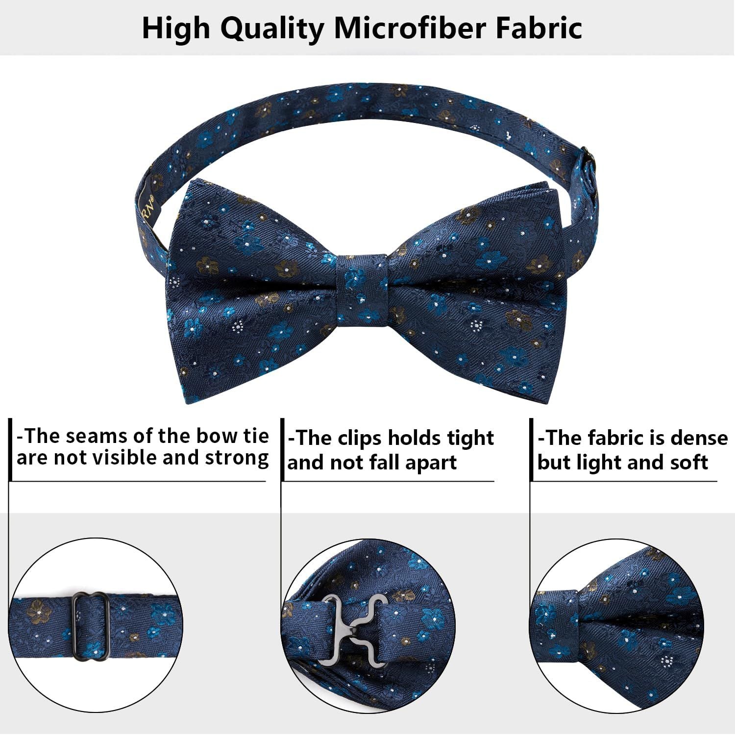 Vintage Blue Floral Pre-Tied Bow Tie For Prom - Image 3
