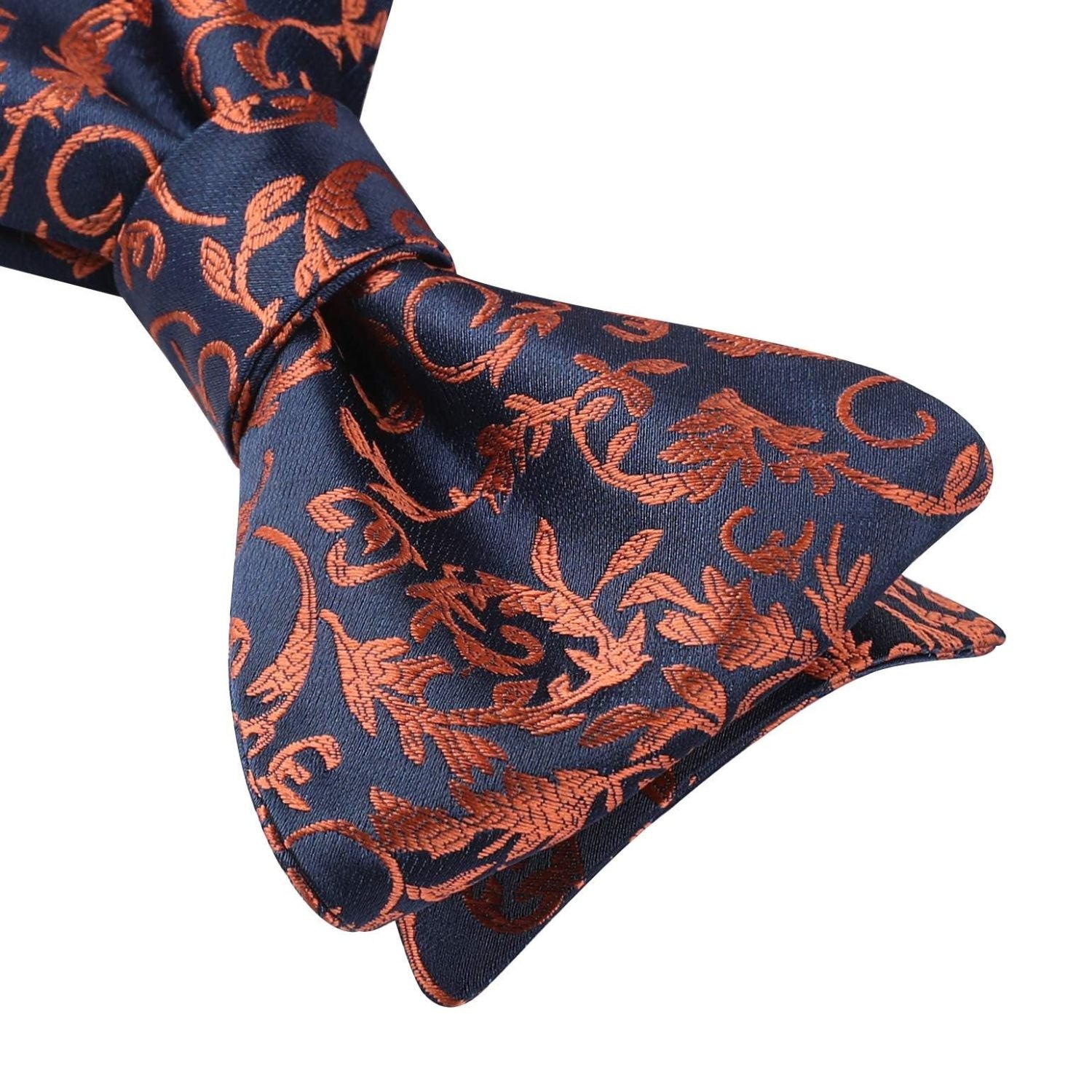 Orange Navy Floral Bow Tie Set Groomsmen Wedding - Image 4