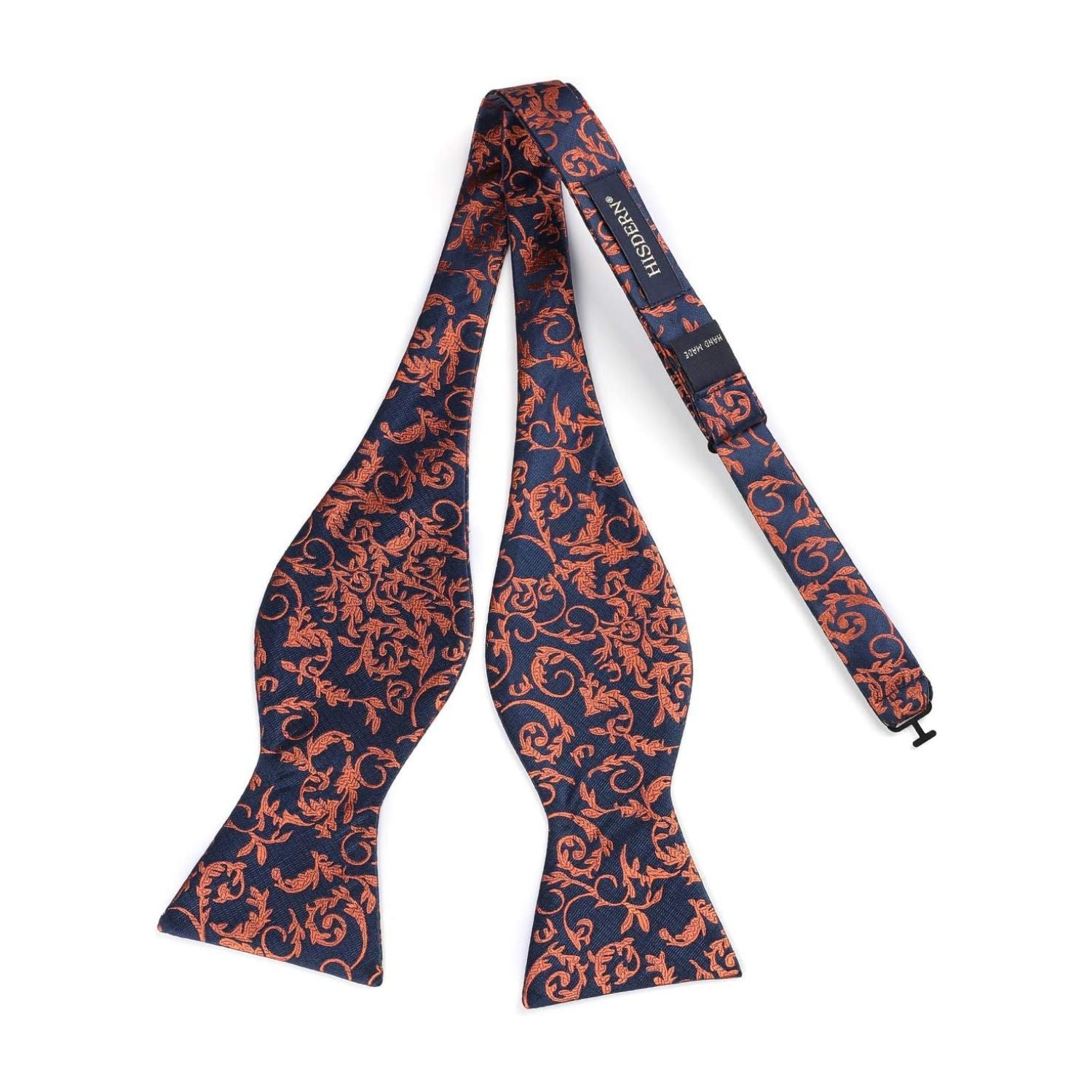 Orange Navy Floral Bow Tie Set Groomsmen Wedding - Image 3