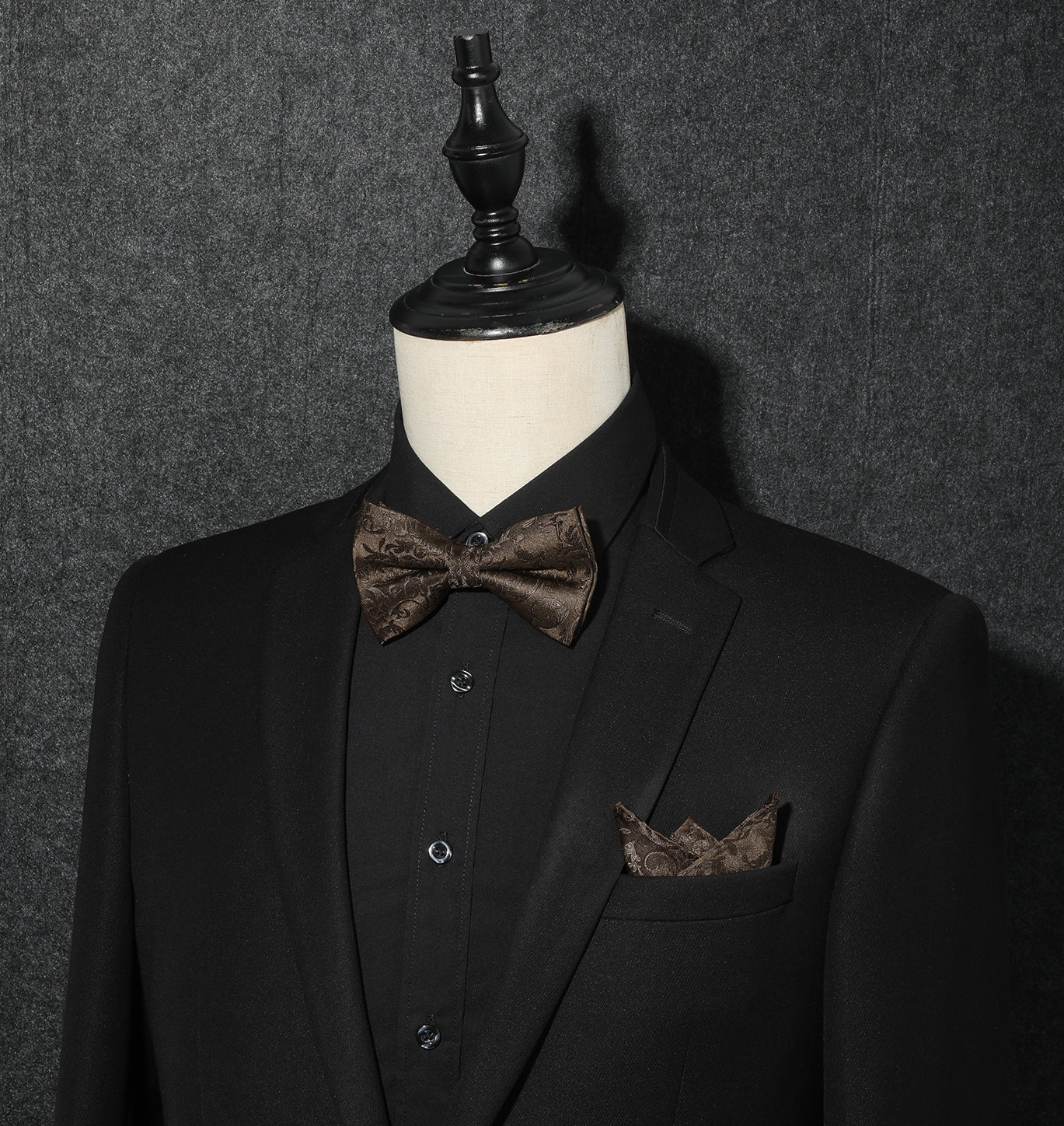 Brown Floral Pre-Tied Bow Tie For Evening Wear - Image 2