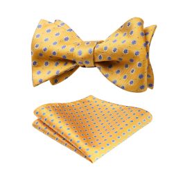 Yellow Blue Floral Bow Tie Set Groomsmen Wedding