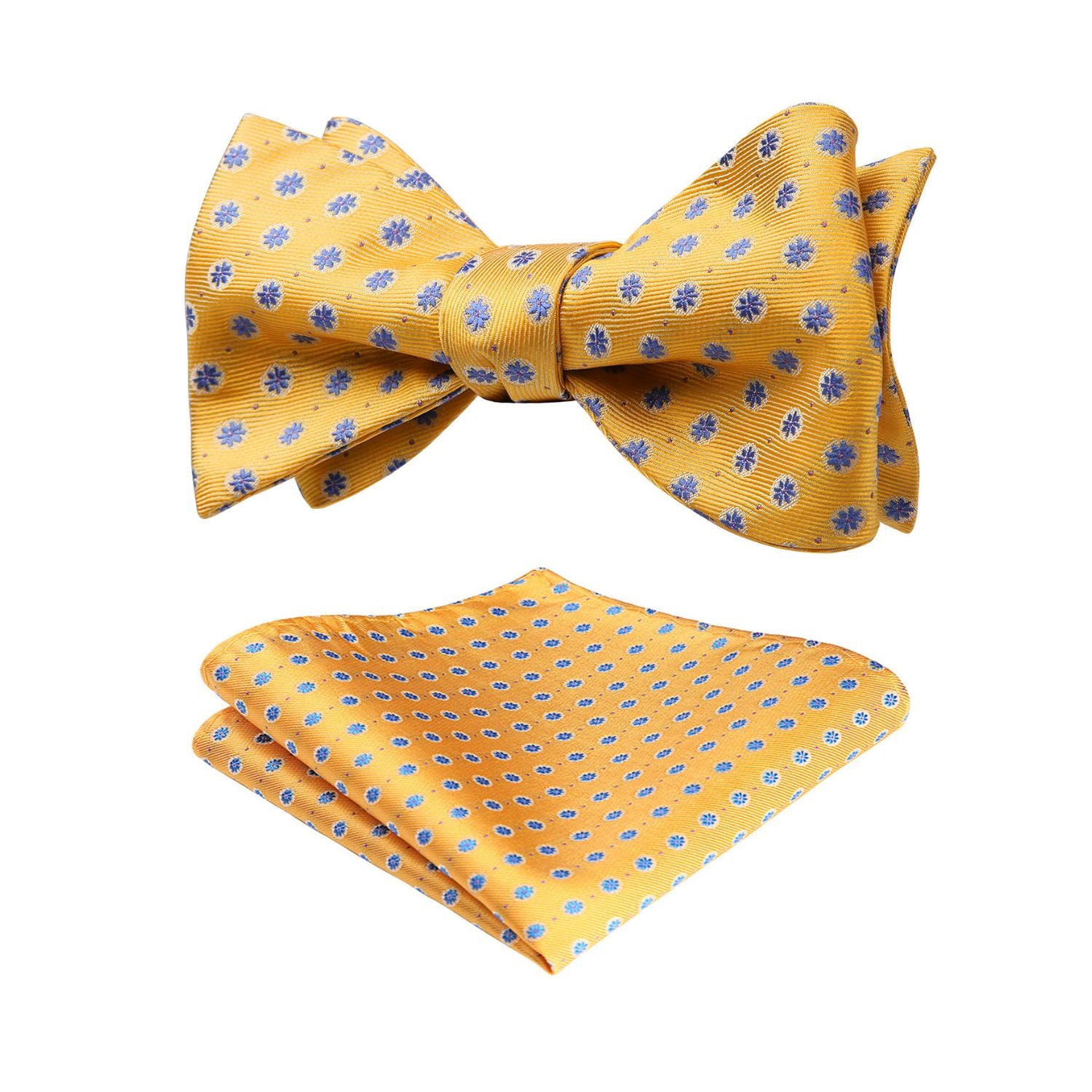 Yellow Blue Floral Bow Tie Set Groomsmen Wedding