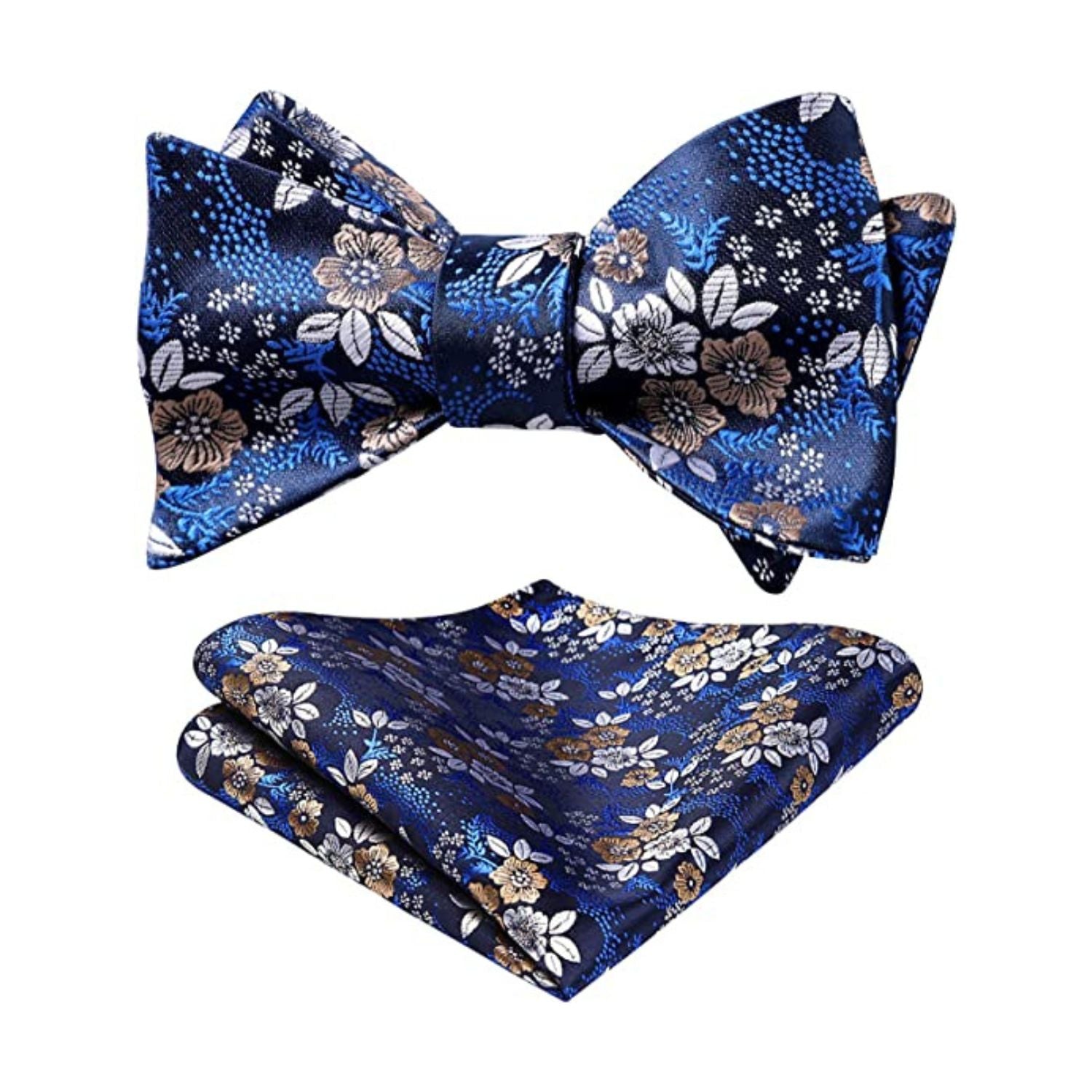 Blue White Floral Bow Tie Set Groomsmen Wedding