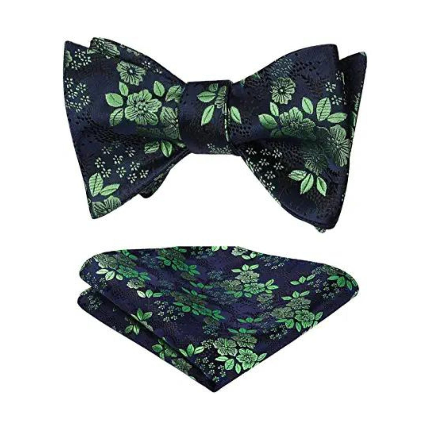 Green Navy Blue Floral Bow Tie Set Groomsmen Wedding