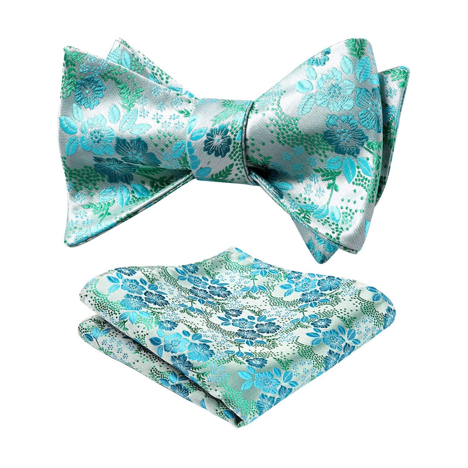 Aqua Floral Bow Tie Set Groomsmen Wedding