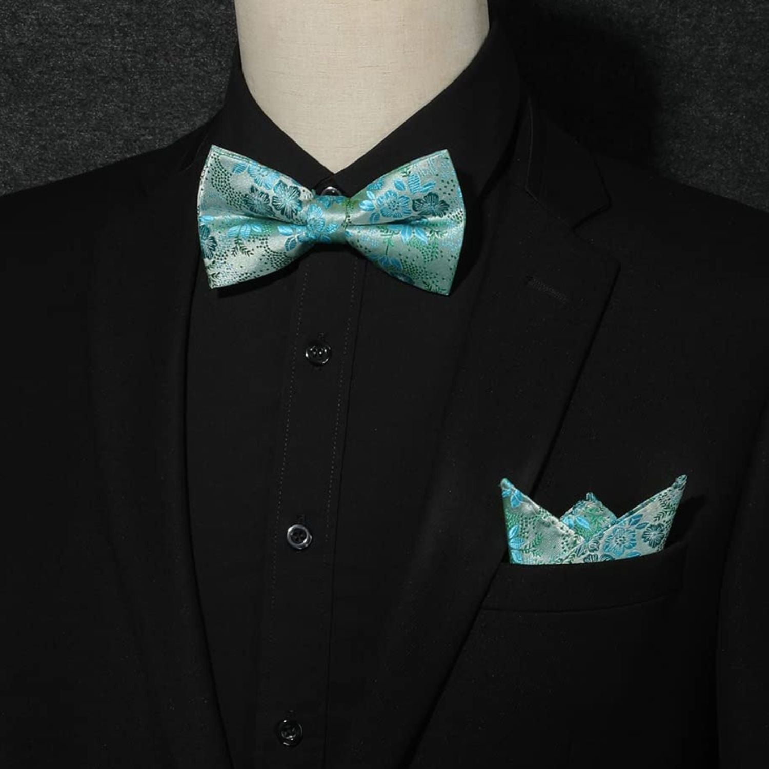 Aqua Floral Bow Tie Set Groomsmen Wedding - Image 2