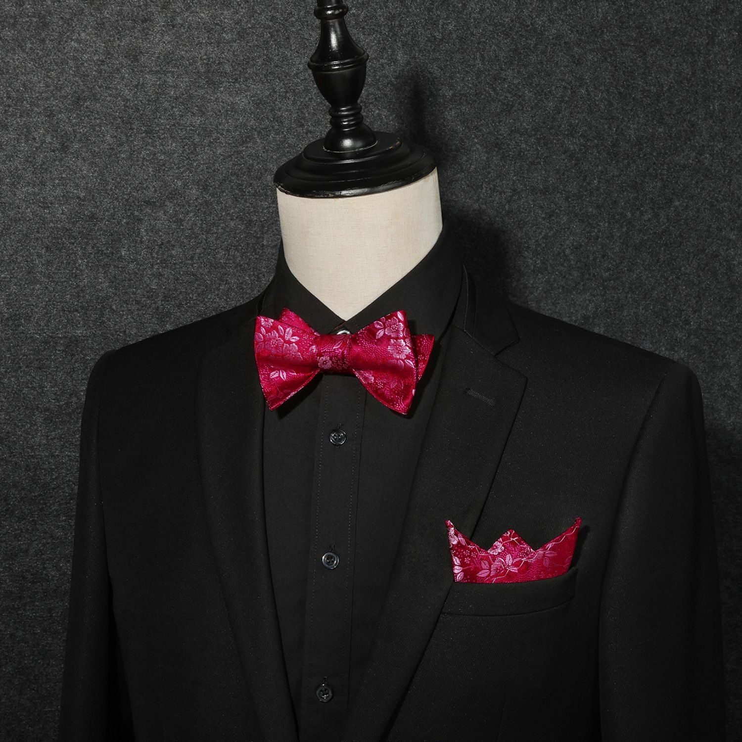 Hot Pink Floral Bow Tie Set Groomsmen Wedding