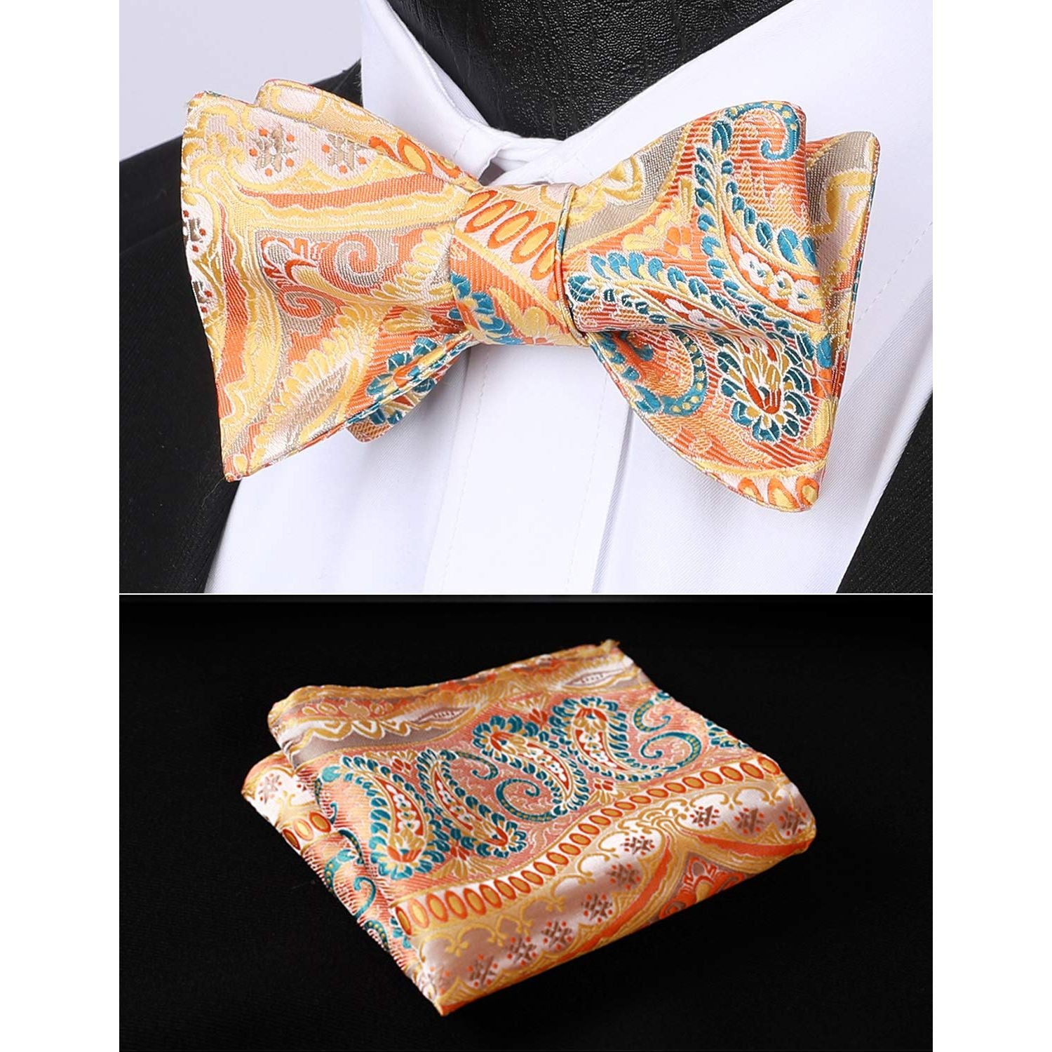 Orange Paisley Bow Tie Set For Evening Wear - Image 2