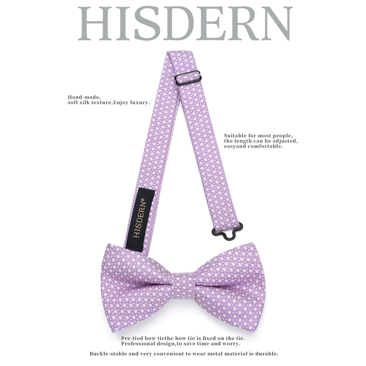 Purple Houndstooth Pre-Tied Bow Tie Set For Formal Wear - Image 3