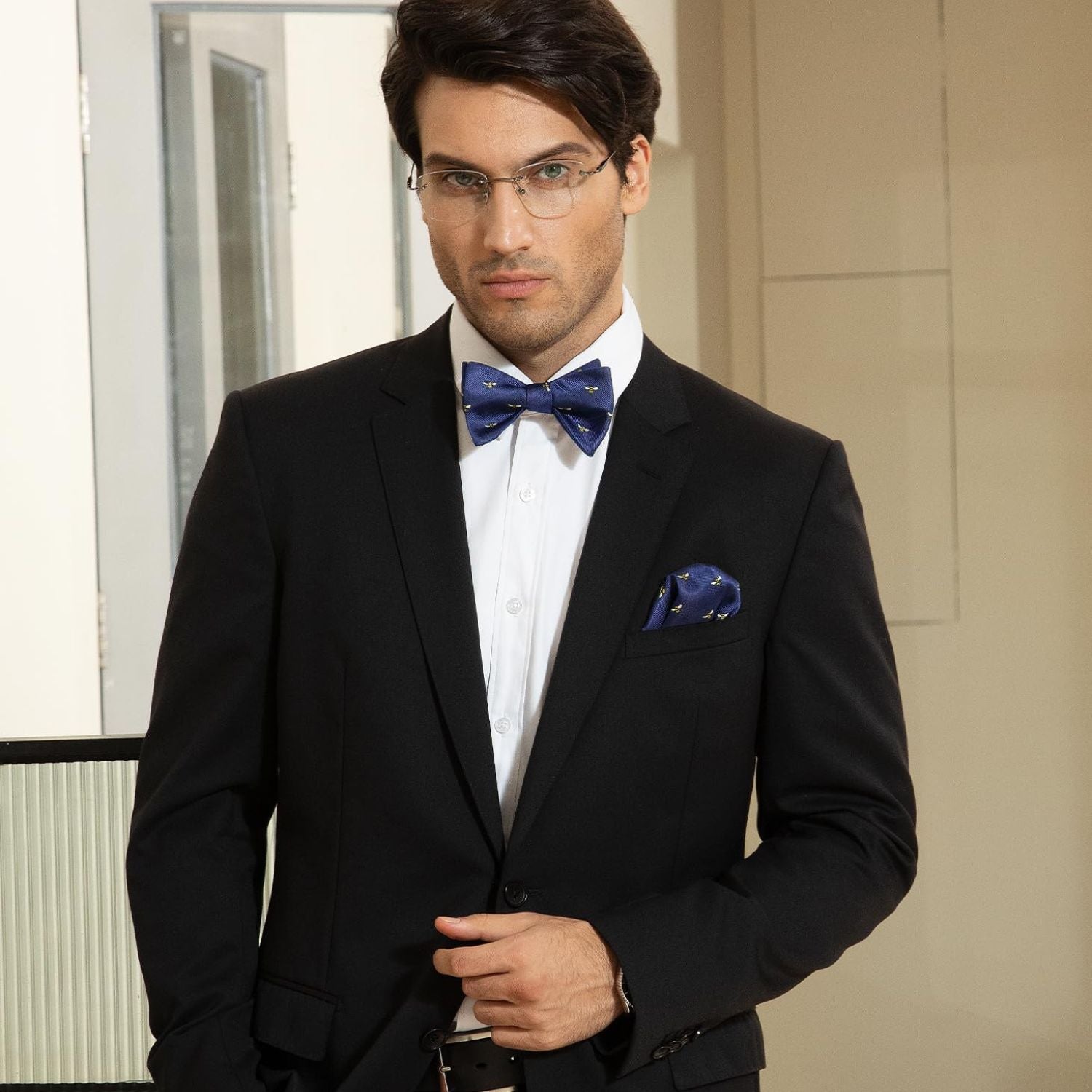 Bee Navy Blue Animal Bow Tie Accessories Set For Party - Image 3