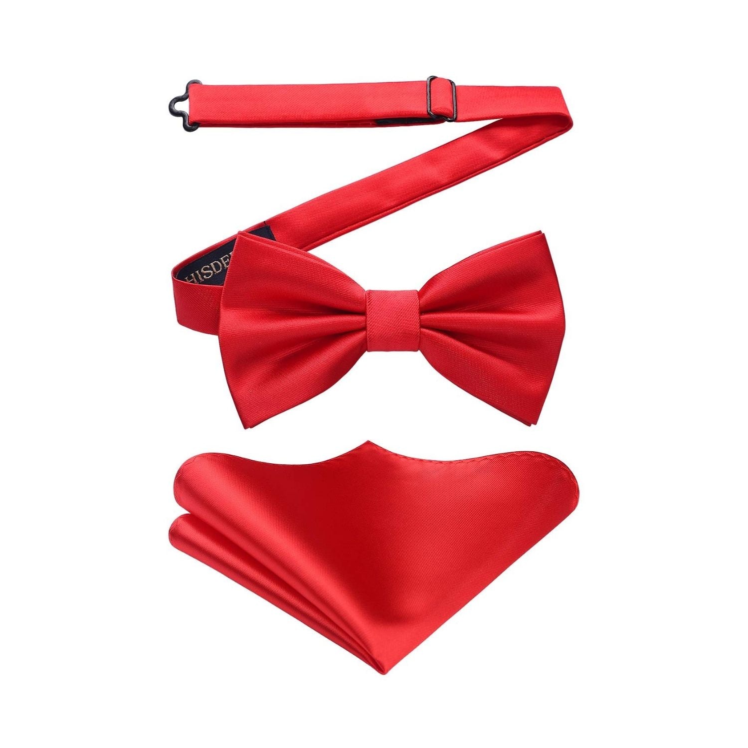 Red Solid Pre-Tied Bow Tie Accessories Set For Evening Wear