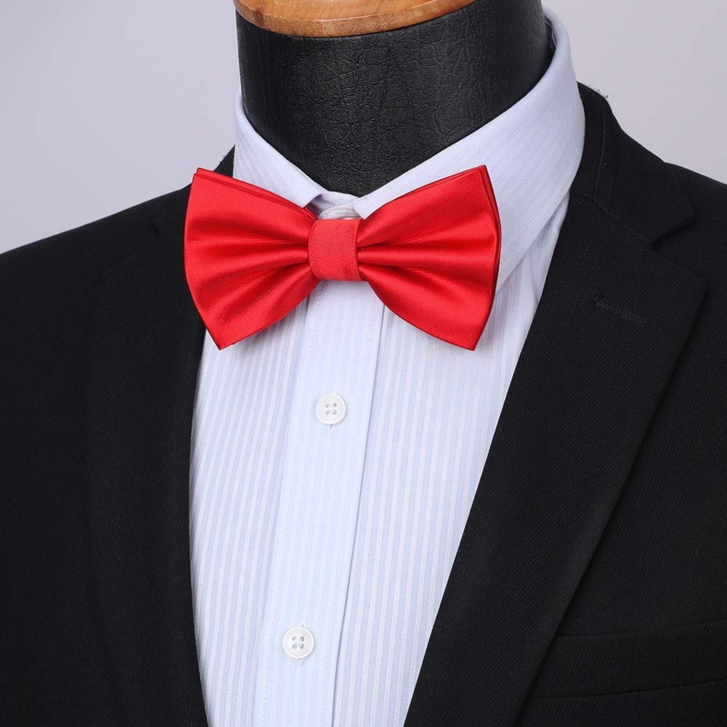 Red Solid Pre-Tied Bow Tie Accessories Set For Evening Wear - Image 2