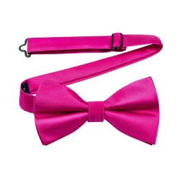 Hot Pink Solid Pre-Tied Bow Tie Adjustable For Wedding Party