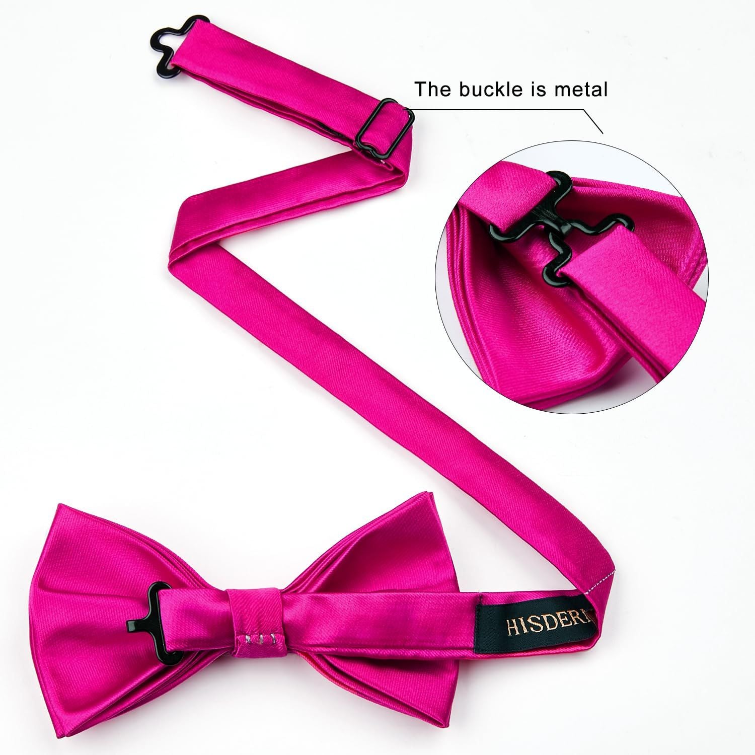 Hot Pink Solid Pre-Tied Bow Tie Adjustable For Wedding Party - Image 4