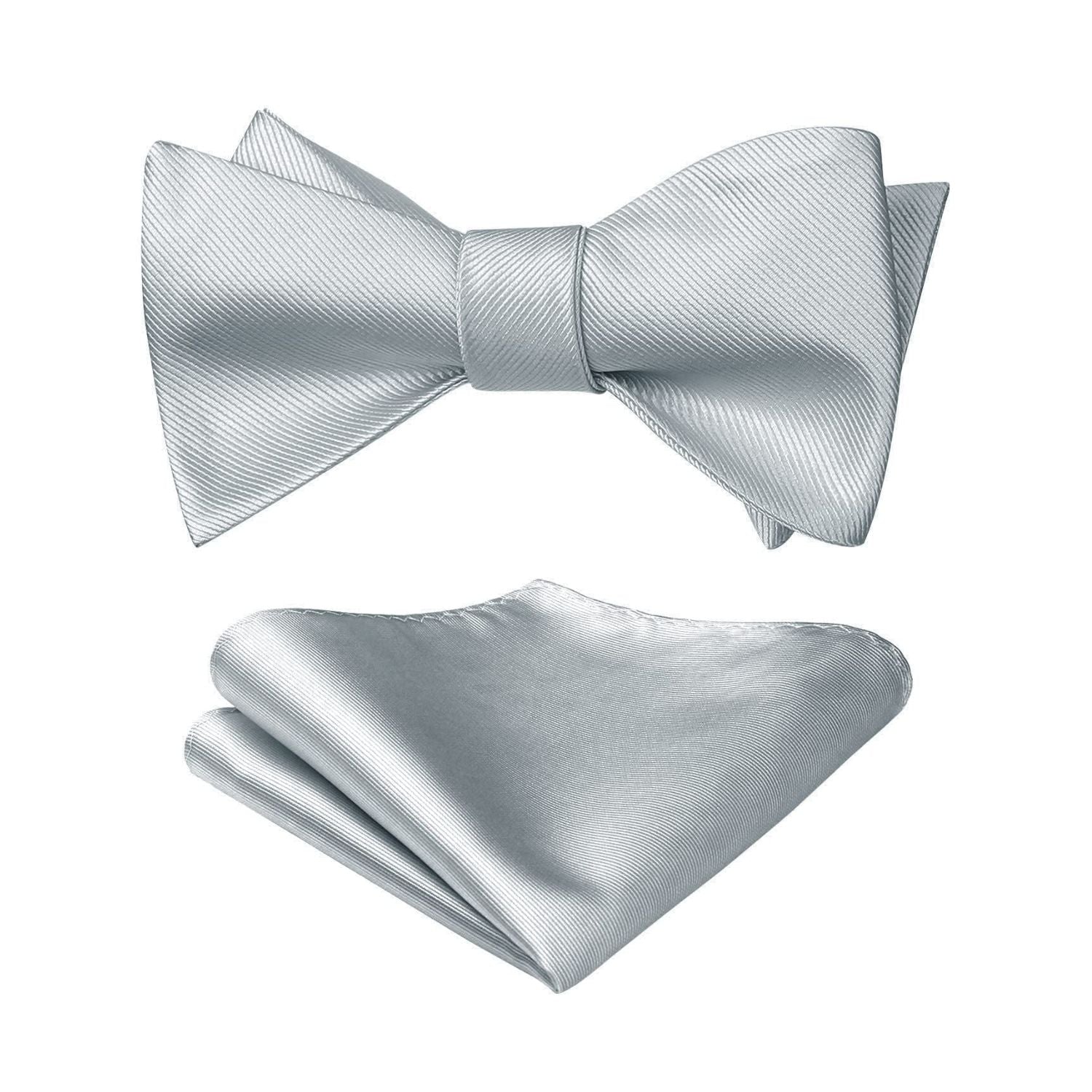 Silver Solid Bow Tie Accessories Set For Evening Wear - Image 2
