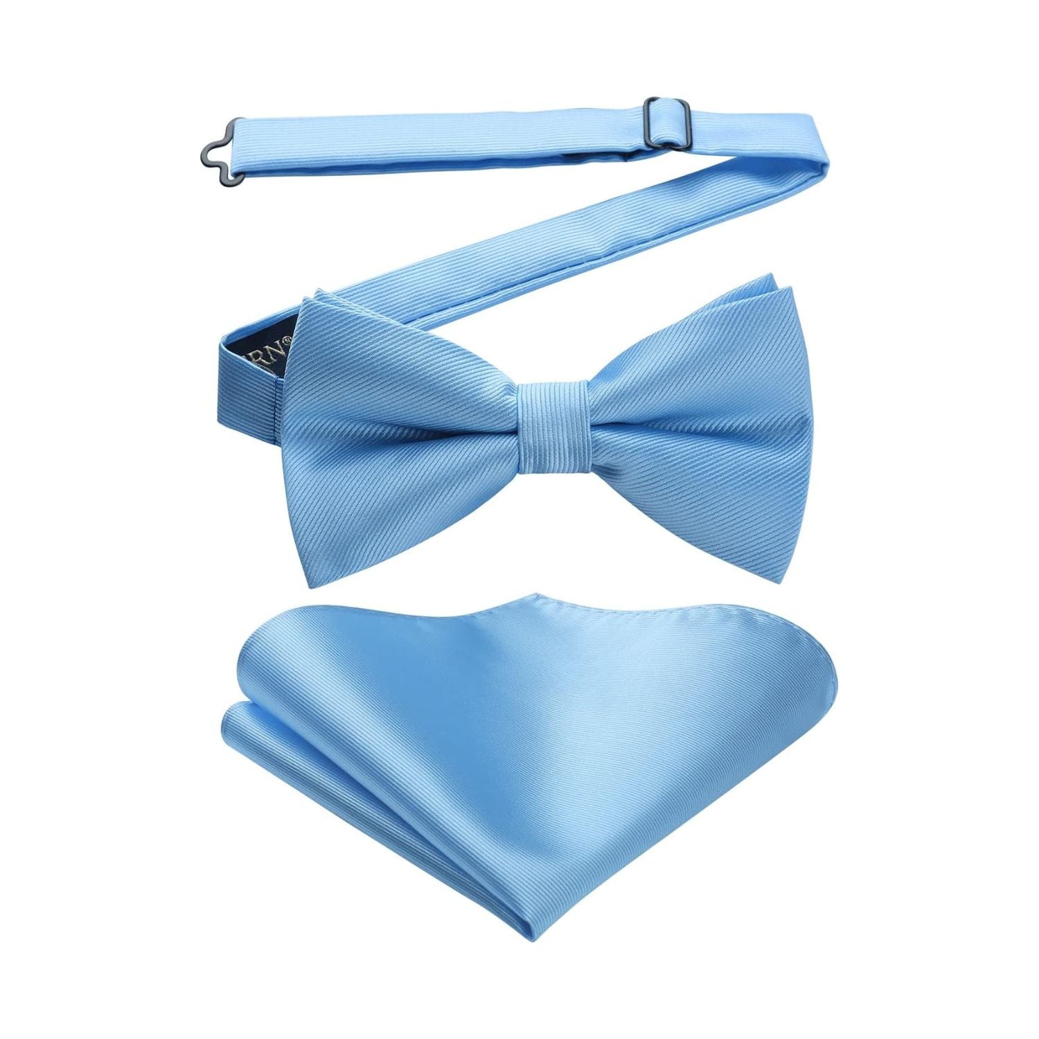 Blue Solid Pre-Tied Bow Tie Accessories Set For Evening Wear