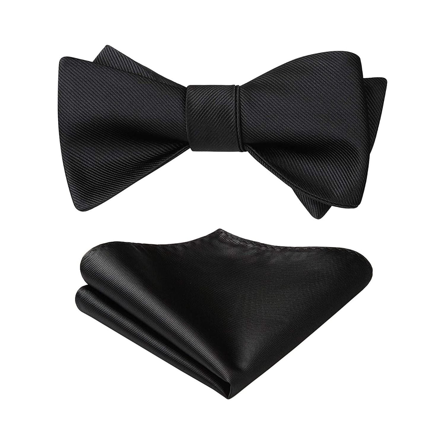Black Solid Bow Tie Accessories Set For Evening Wear