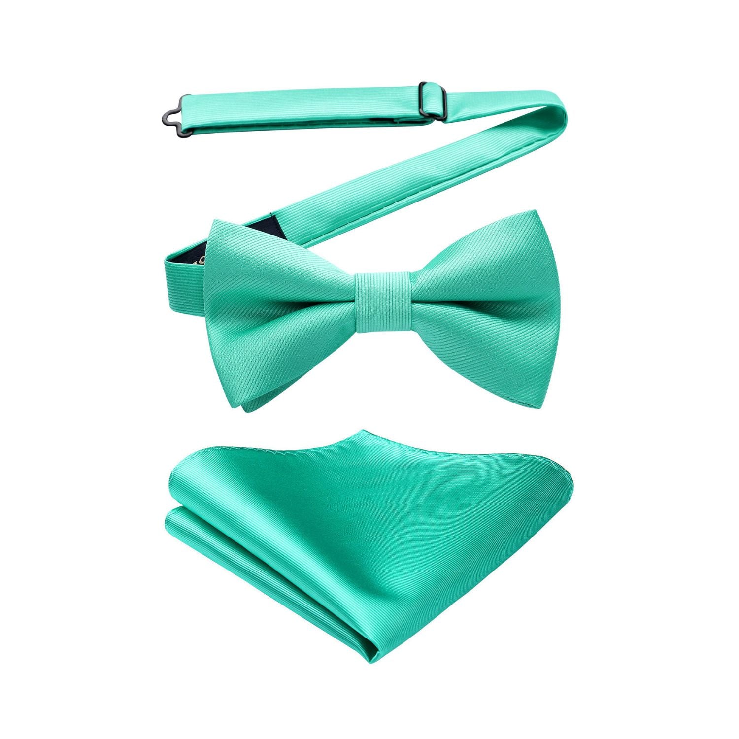 Mint Green Solid Pre-Tied Bow Tie Accessories Set For Evening Wear